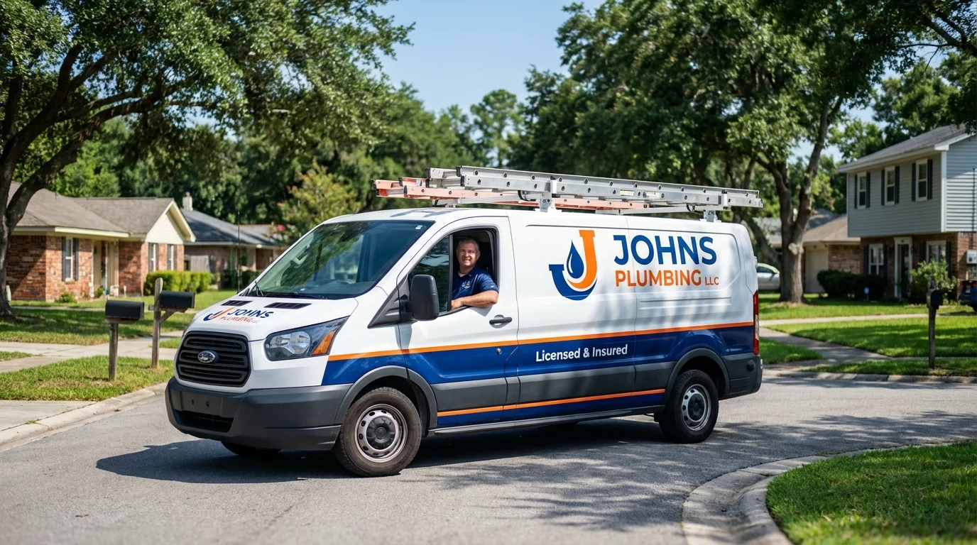 Johns Plumbing LLC service van in Whitewright, TX