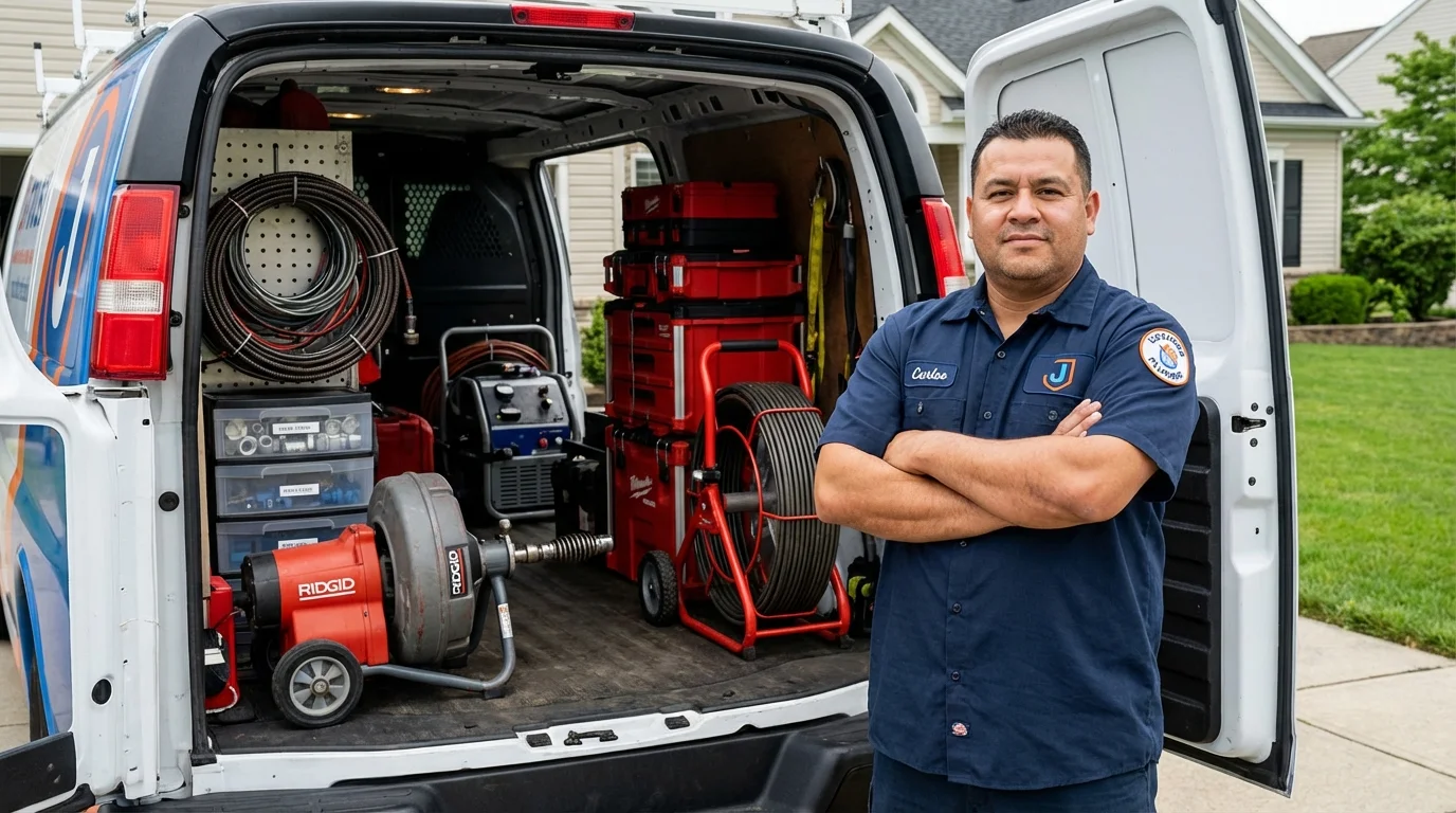 Professional drain cleaning equipment and Johns Plumbing LLC plumber in Whitewright