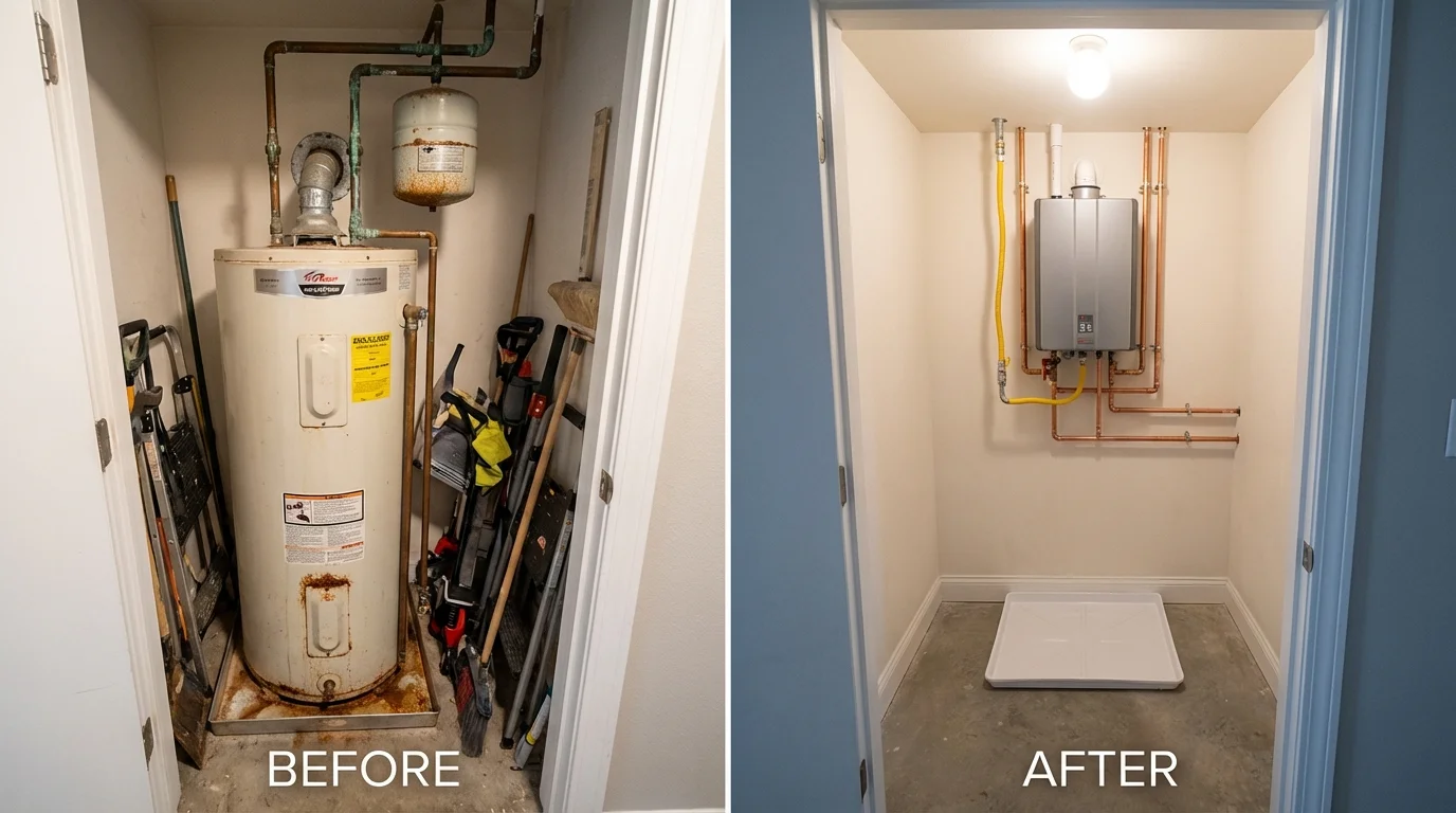 Tank water heater versus wall-mounted tankless unit comparison for Whitewright, TX homeowners