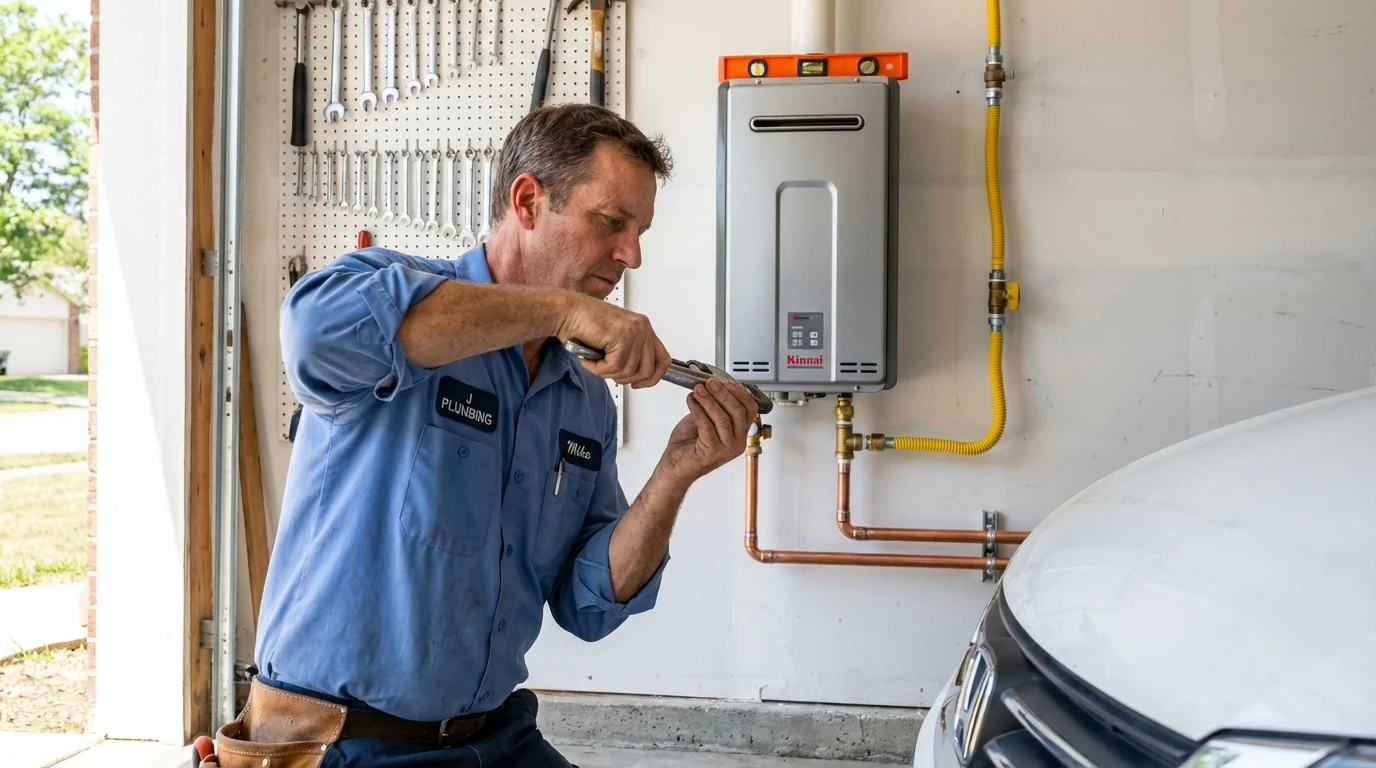 Tankless water heater installation by a Johns Plumbing LLC plumber in Whitewright